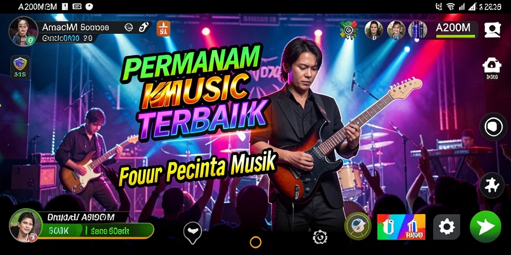 Tampilan seru dari gameplay A200M dengan musik yang menggugah semangat.