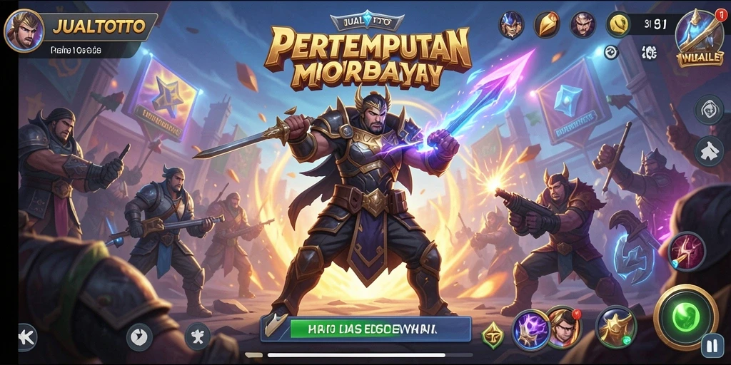 Tangkapan layar utama JUALTOTO menampilkan aksi intens dalam pertempuran royale.