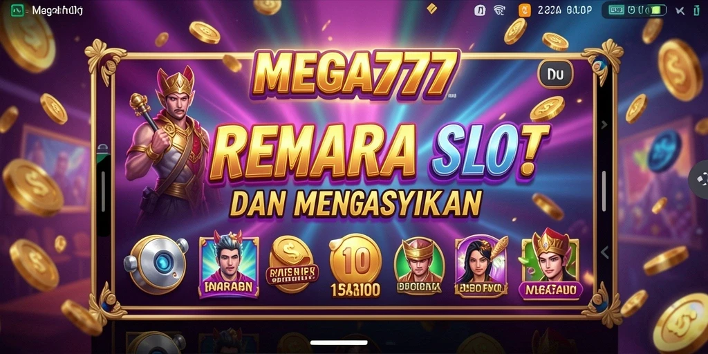 Tampilan gameplay utama MEGA777 dengan animasi Slot yang menarik.
