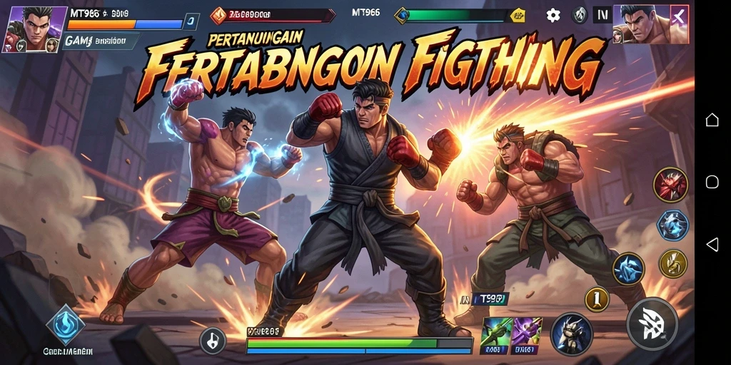 Screenshot gameplay MT966 menunjukkan pertarungan yang intens dan karakter yang dinamis.