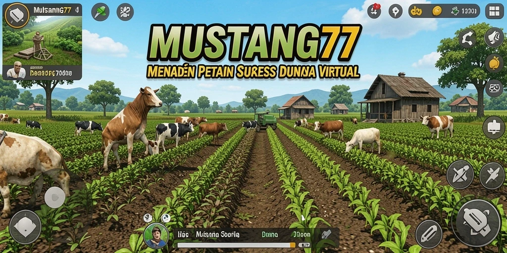 Tampilan gameplay <strong>MUSTANG77</strong> dengan berbagai aktivitas bertani yang seru.