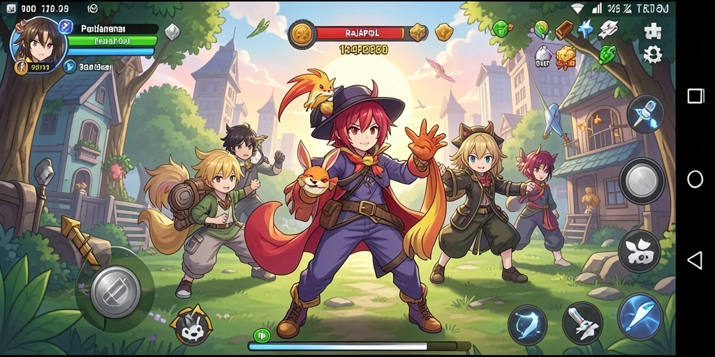 Screenshot gameplay <strong>RAJAPOLA</strong> menampilkan karakter anime yang beraksi.