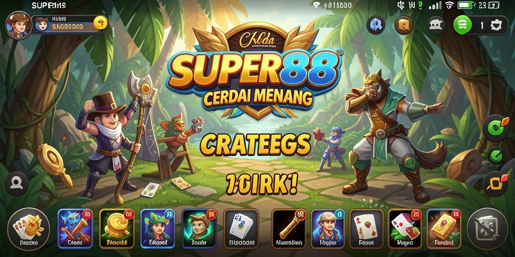 Tangkapan layar utama <strong>SUPER88</strong> menunjukkan aksi strategi yang mendebarkan.